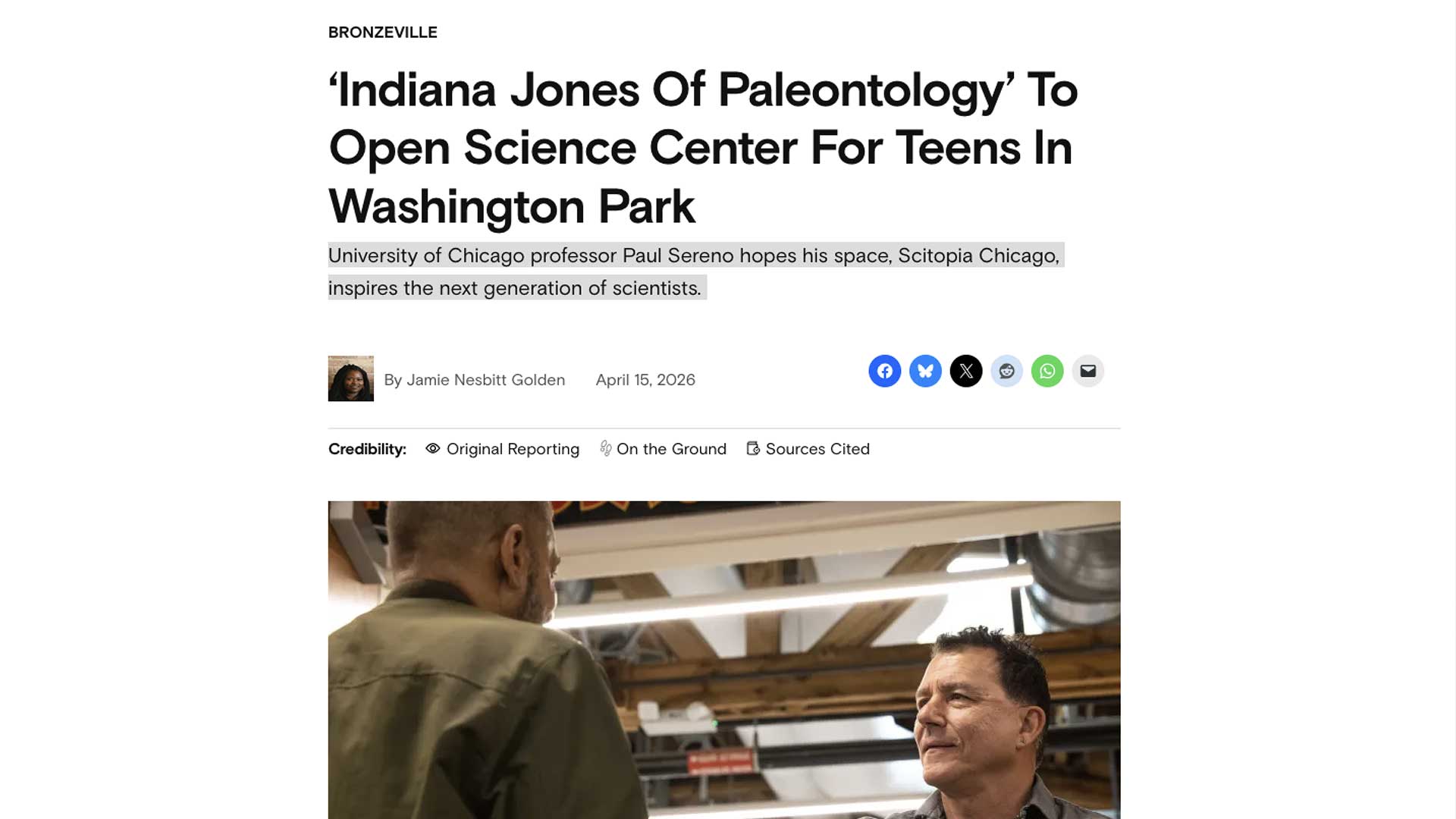 ‘Indiana Jones Of Paleontology’ To Open Science Center For Teens In Washington Park