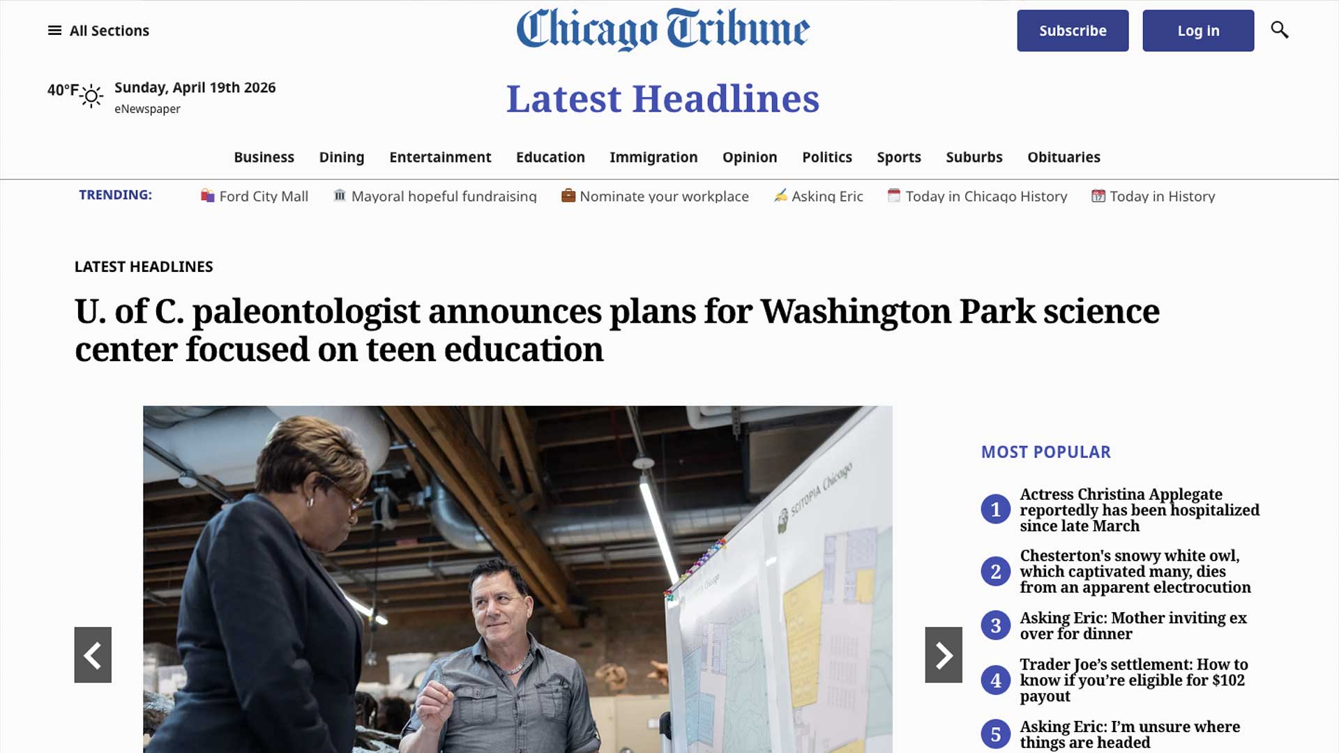 U. of C. paleontologist announces plans for Washington Park science center focused on teen education